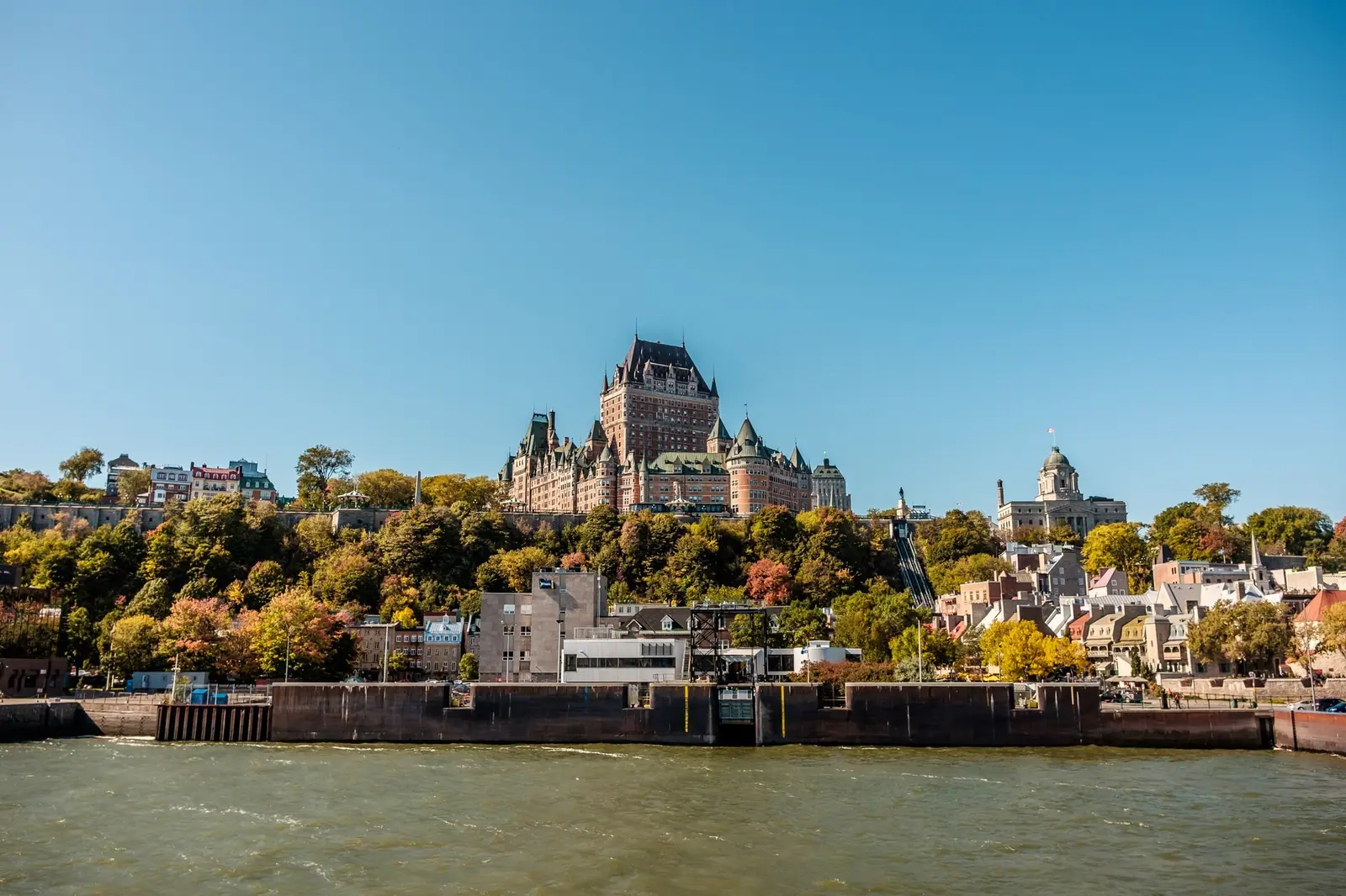 Château Frontenac seen from the Quebec City–Lévis ferry