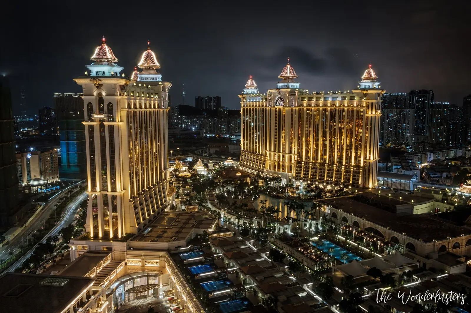 Galaxy Macau lit up at night