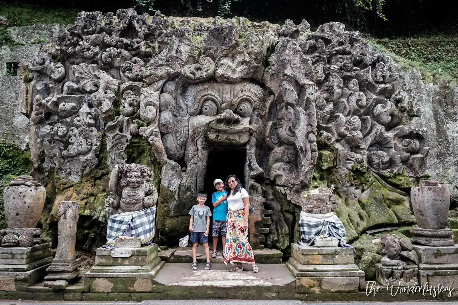 Carved entrance of Goa Gajah, the Elephant Cave