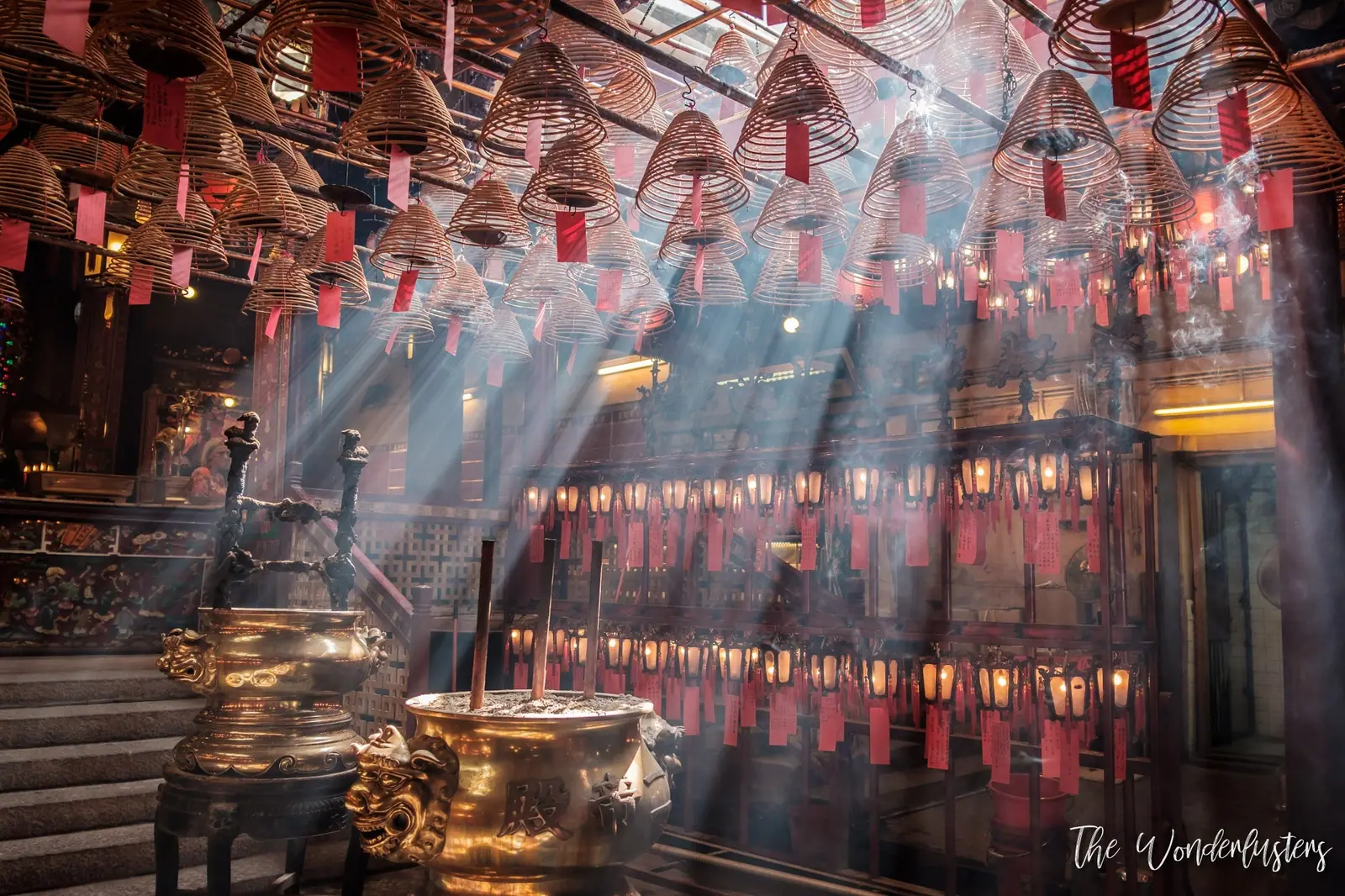 Hanging incense coils inside Man Mo Temple
