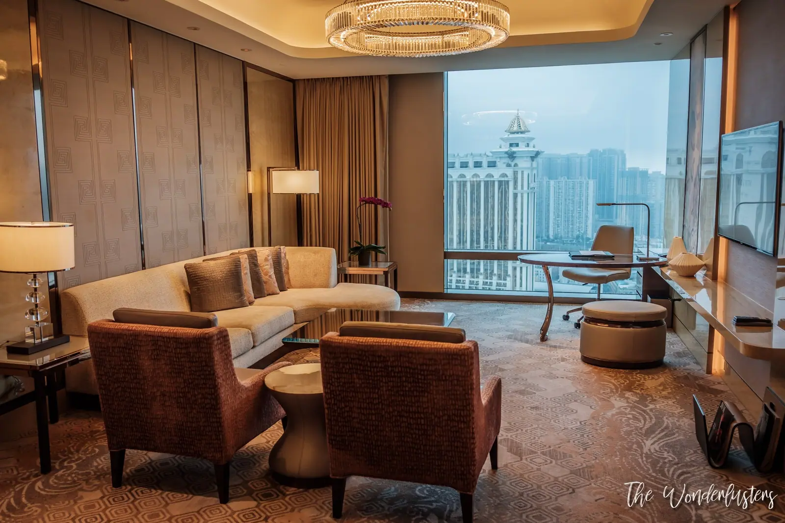 Living room of our suite at JW Marriott Hotel Macau
