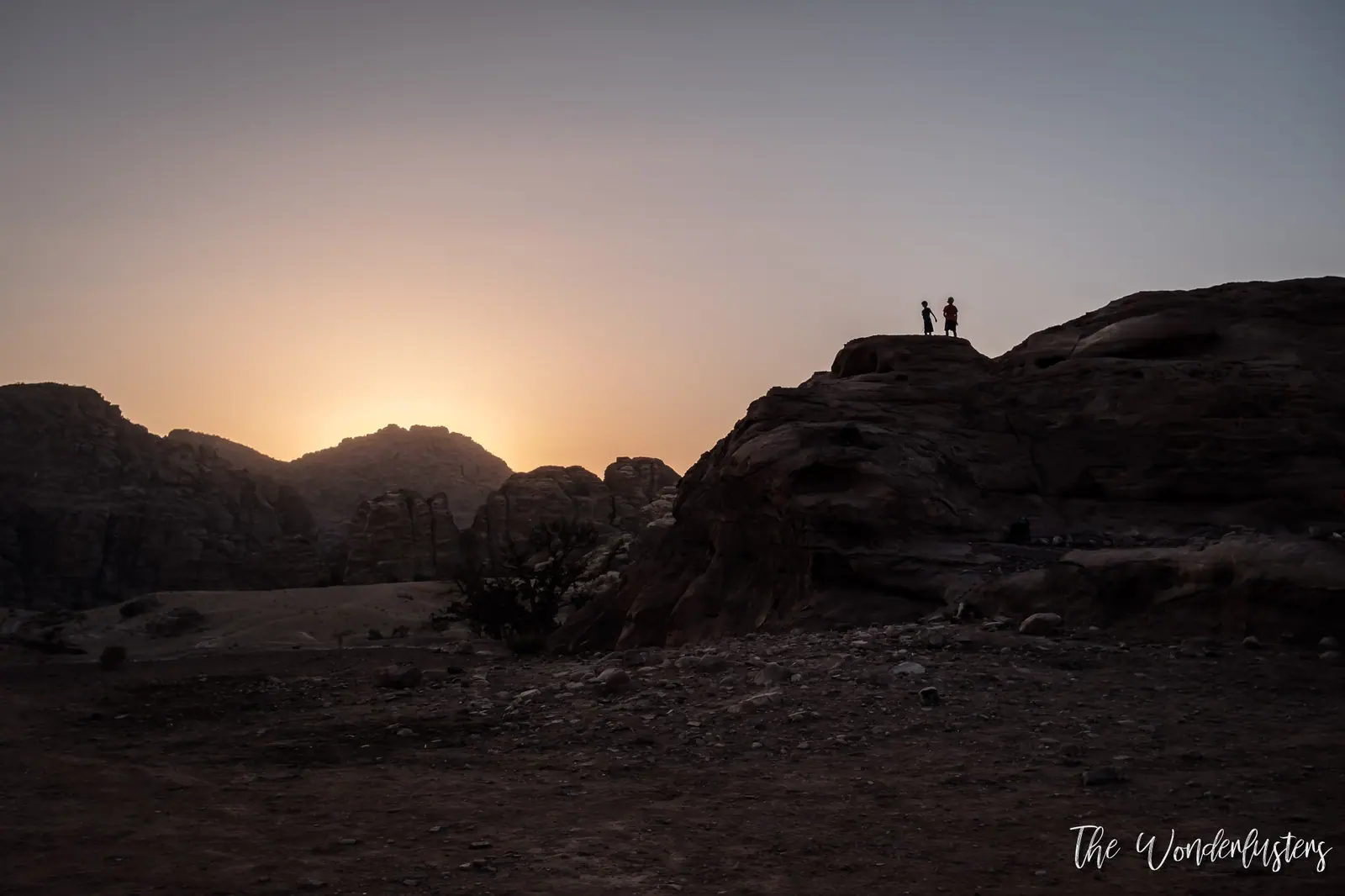 Sunset over the ruins of Petra