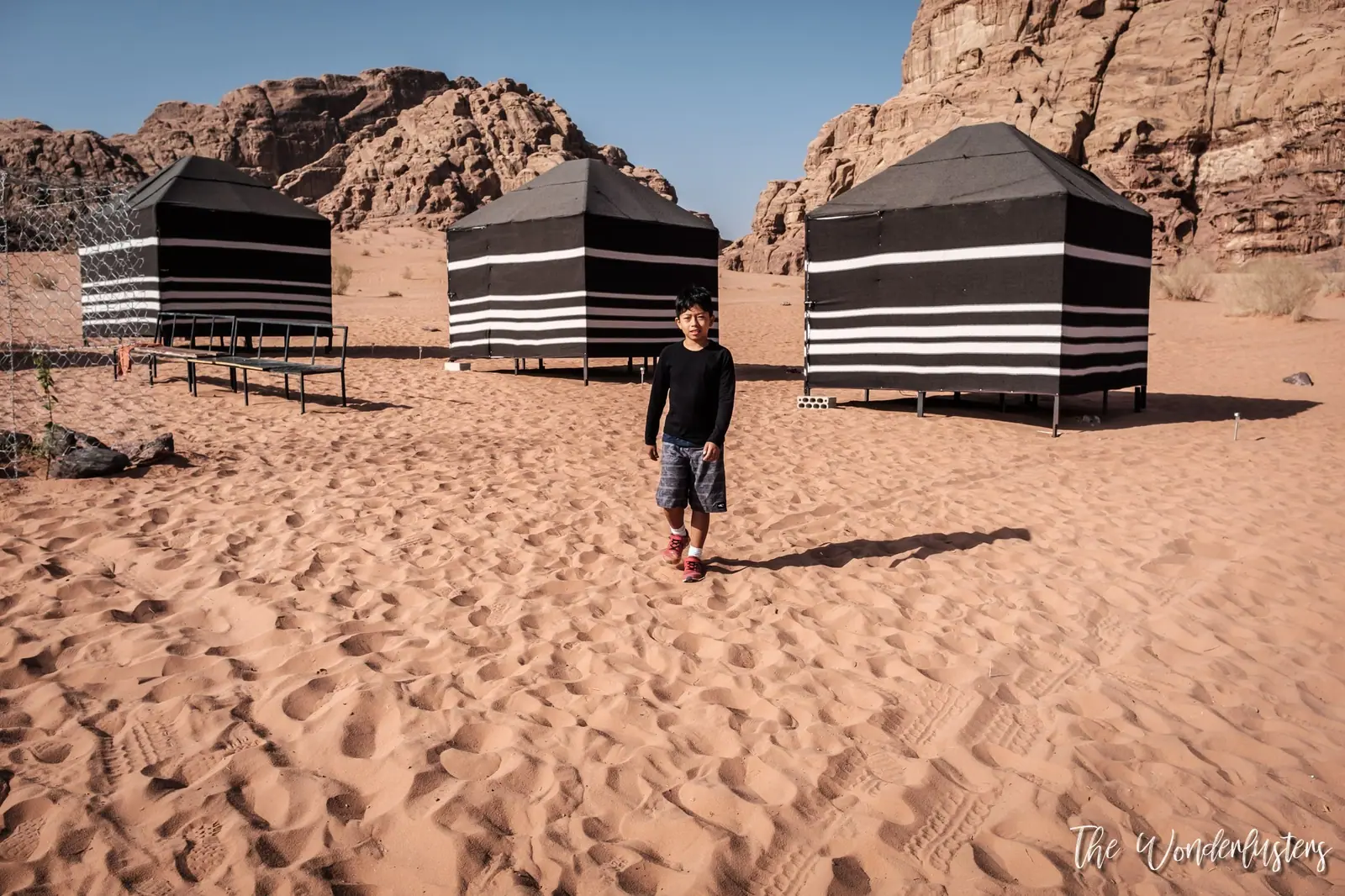 Tents set up for the night at Wadi Rum