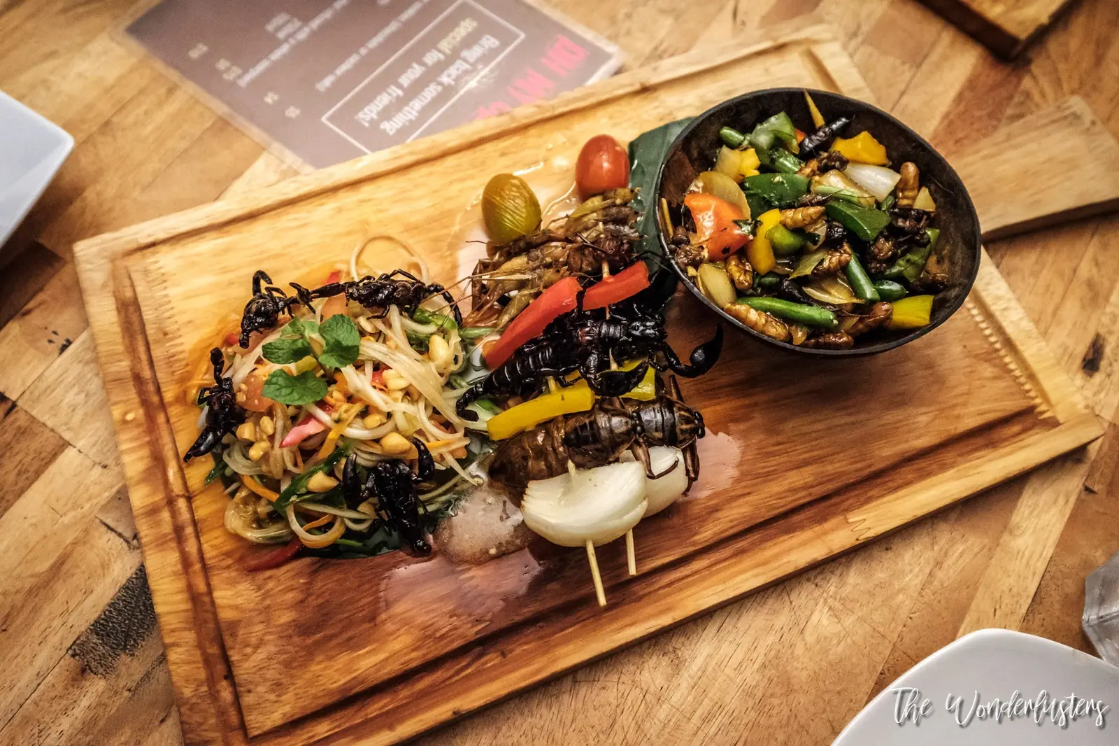 Dishes at Bugs Cafe in Siem Reap, Cambodia