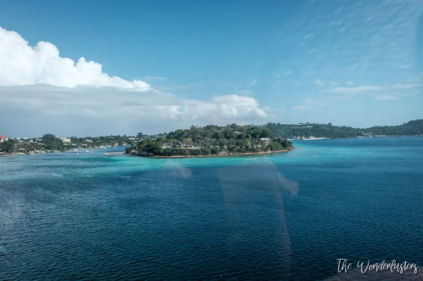 Iririki Island seen from the helicopter over Port Vila harbor