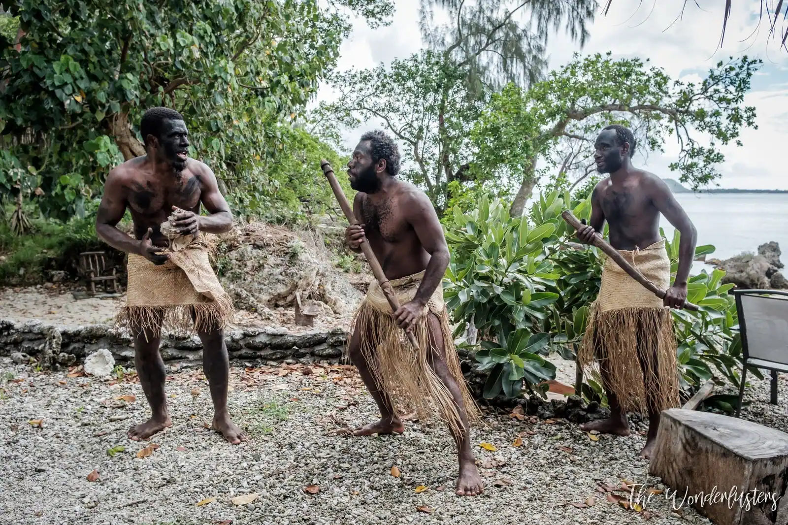 Traditional welcome dance at Back to Eden, Mangaliliu