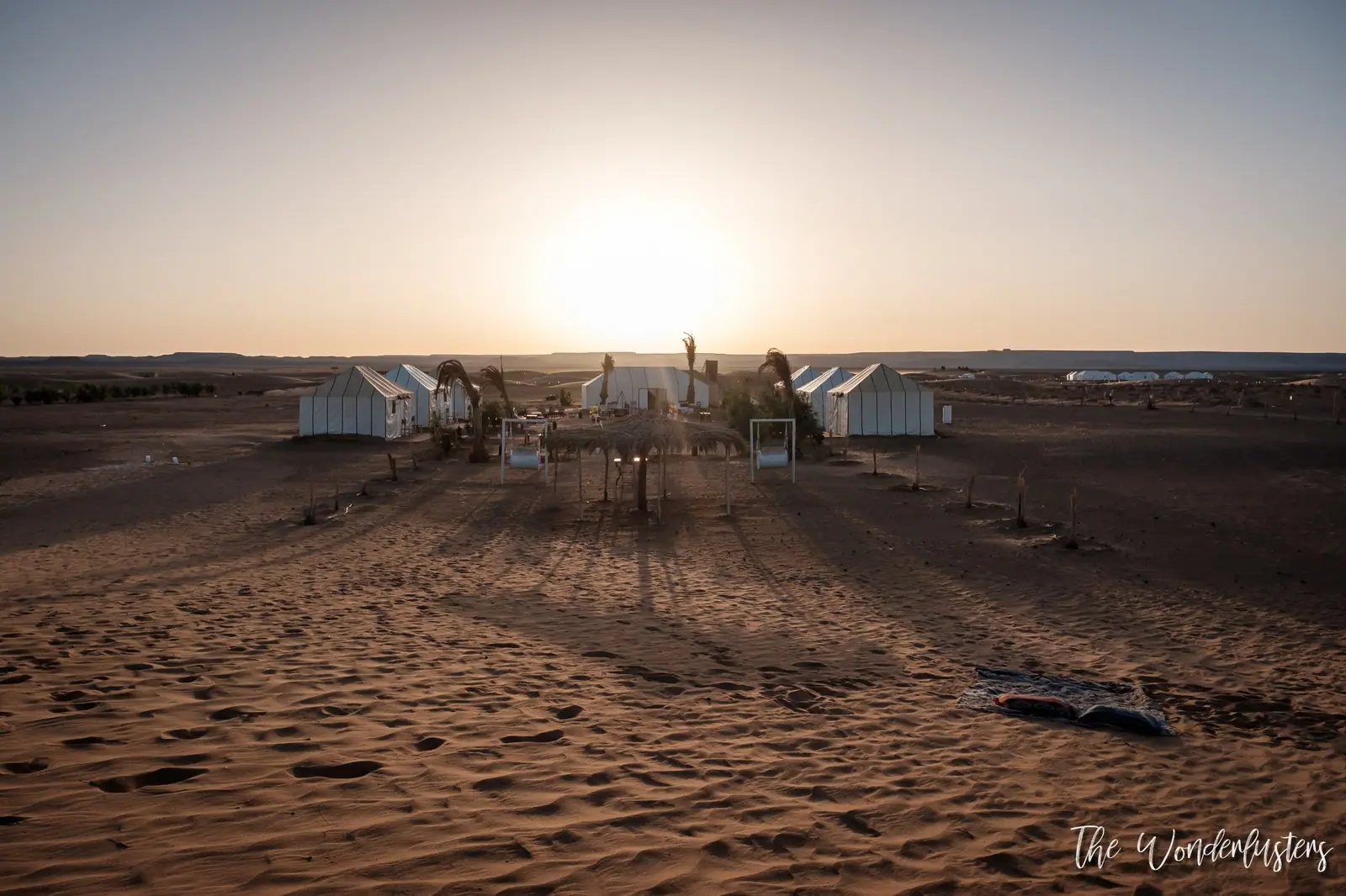 Our camp in the Erg Chebbi dunes at sunrise