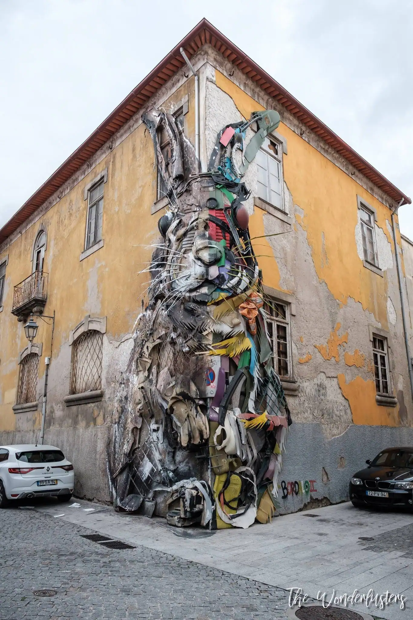 Rabbit street art (Coelho) by Bordalo II, Vila Nova de Gaia