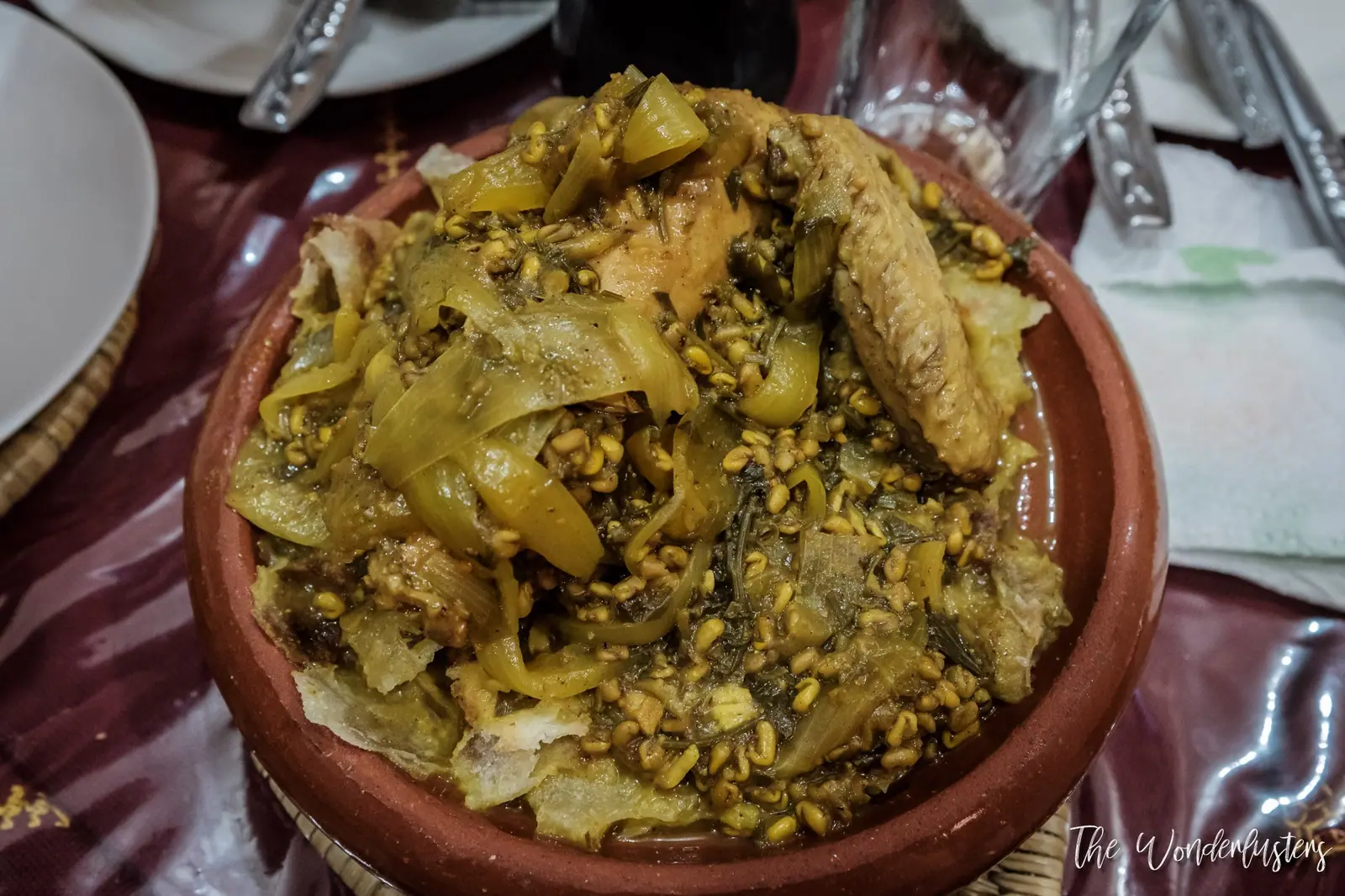 Rfissa, chicken with lentils and shredded pancakes