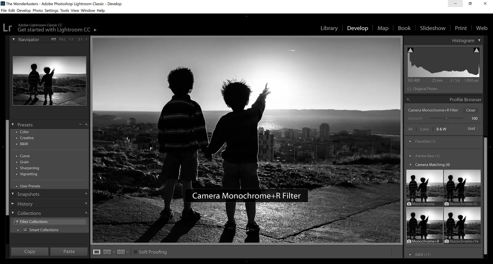 Marseille sunset with a Monochrome profile