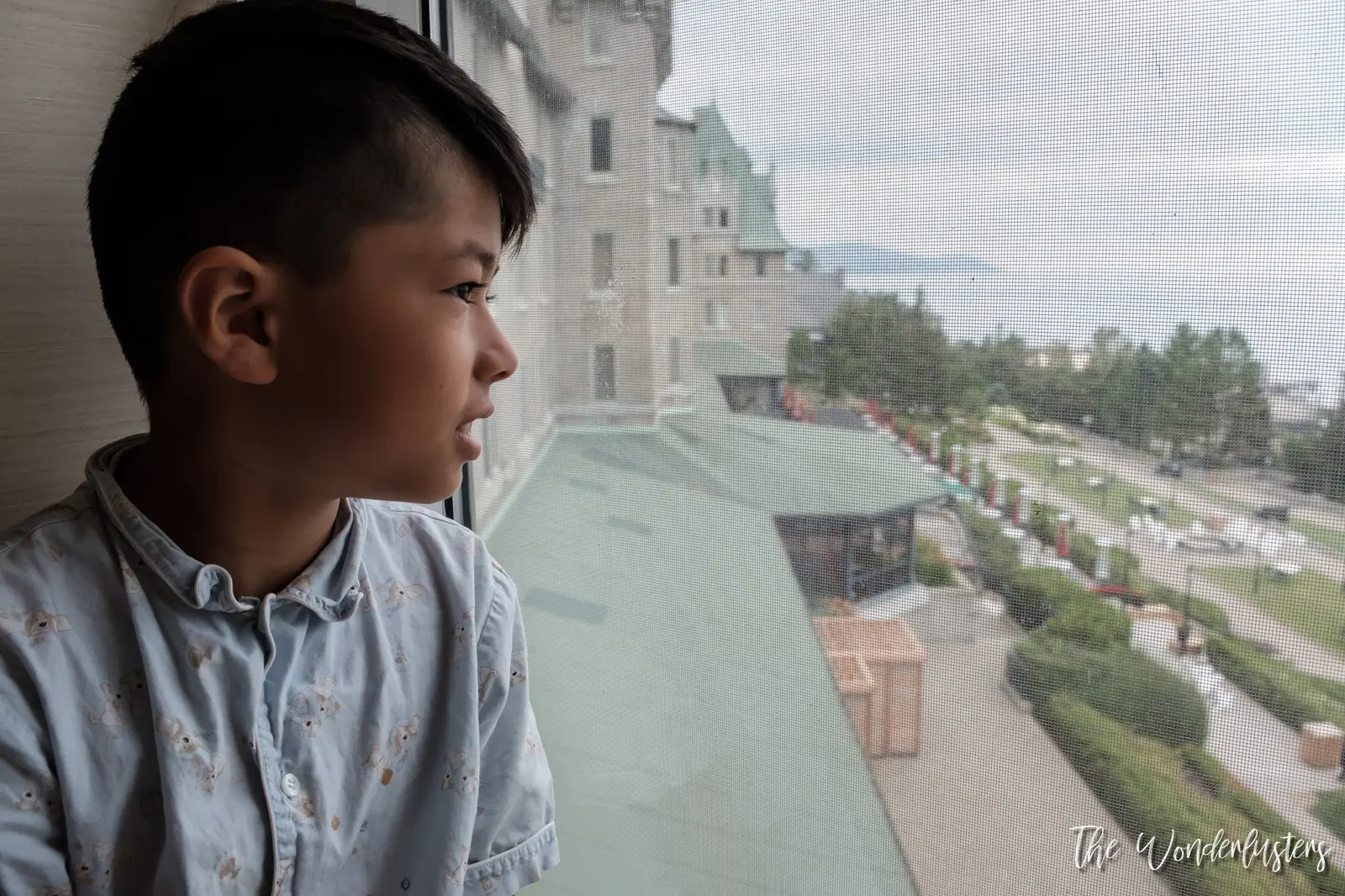 View of the terrace and river from our room at Le Manoir Richelieu